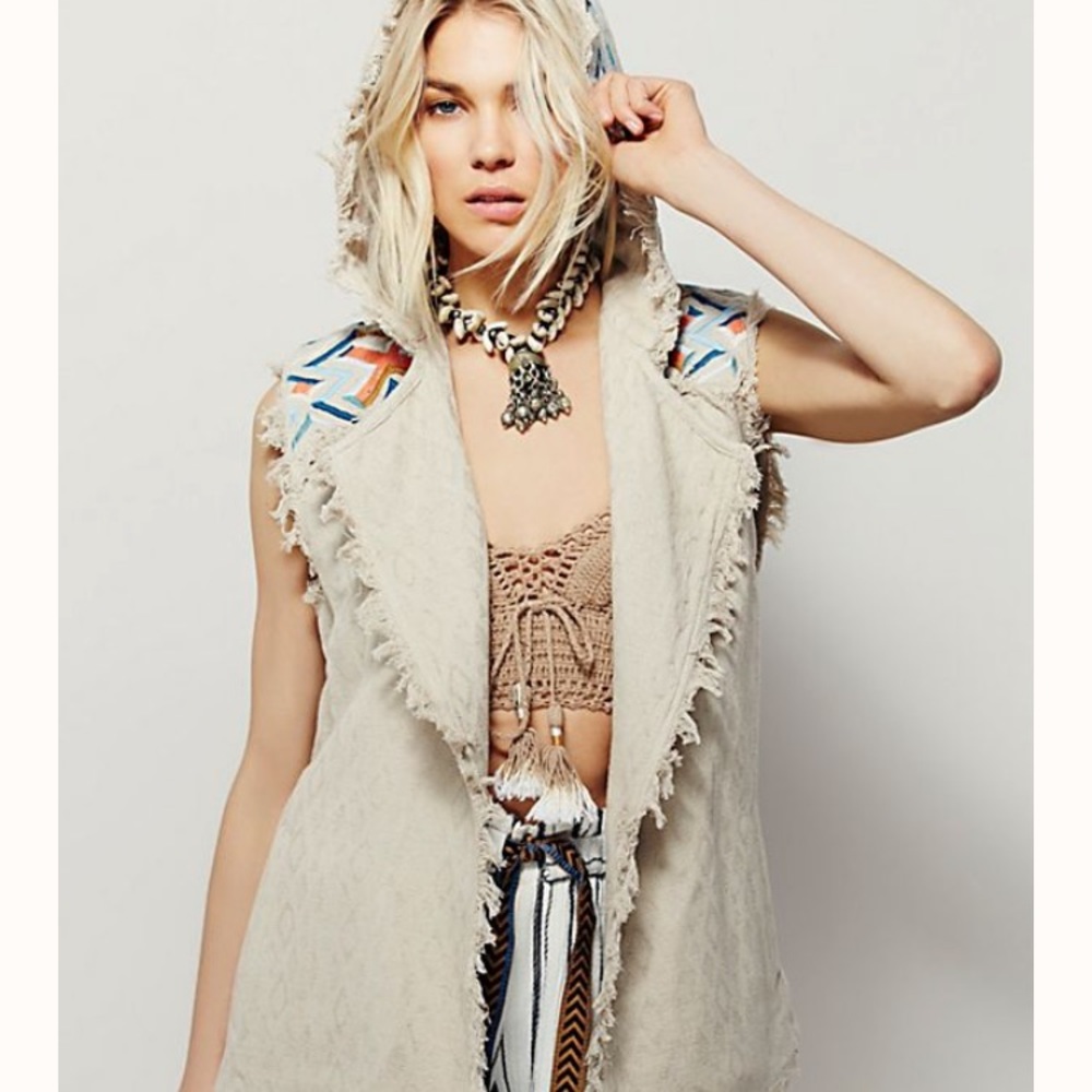 Free People Embroidered Wrap Vest XS